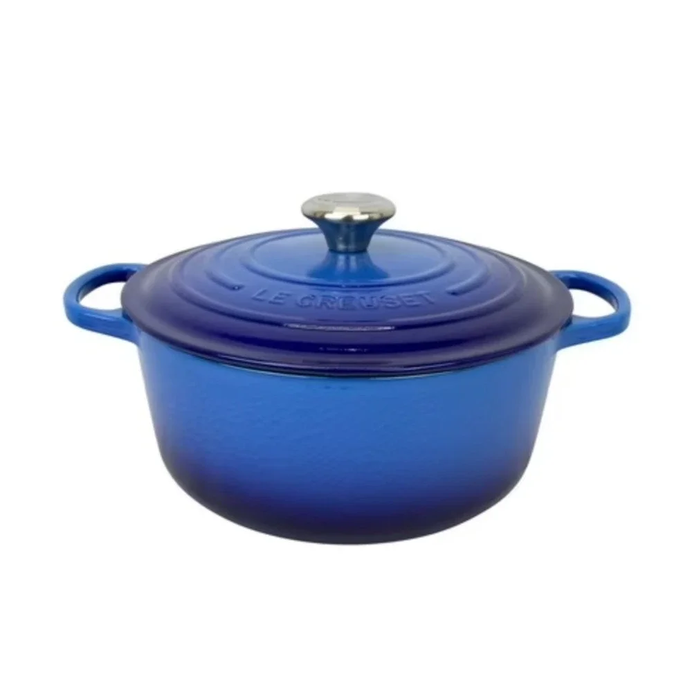Le Creuset Signature Round Dutch Oven 5.5 Qt Azure Blue Enameled‎ Cast Iron 26cm